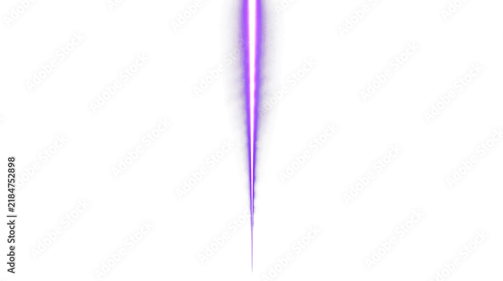 Obraz premium Vertical purple neon light streak with soft glow effect, isolated on transparent background, abstract digital graphic element for sci-fi design