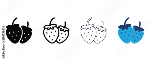 strawberry icons in different colors for graphic design and illustration projects