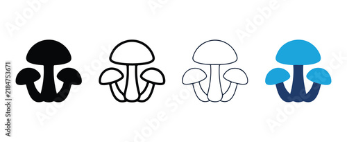 mushroom icons in various colors and line styles isolated on transparent background perfect for nature illustrations and designs