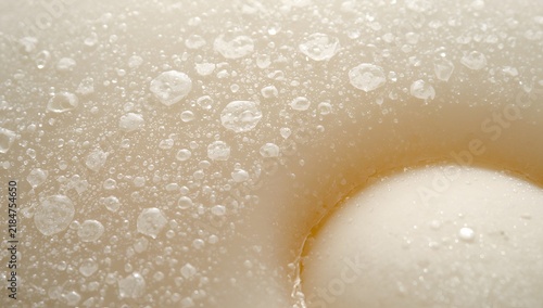 Close Up Foam Bubbles on Wet Surface in Soft Beige Hue