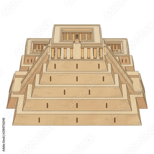 Illustrazione di una ziqqurat mesopotamica antica