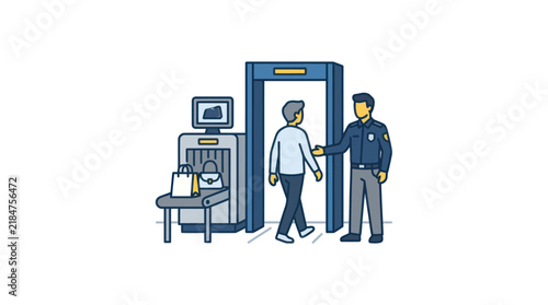 Security checkpoint with metal detector.