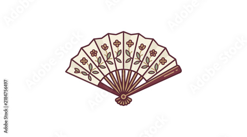 Simple floral pattern folding hand fan.