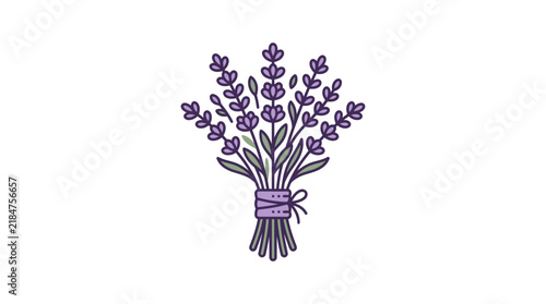 Stylized lavender flower bunch with a decorative bow for floral design.