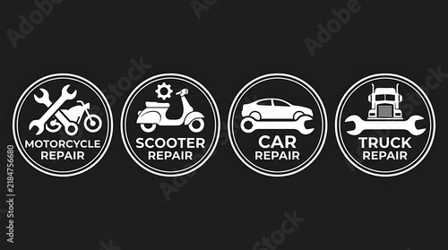 Vehicle maintenance and repair service icon collection.