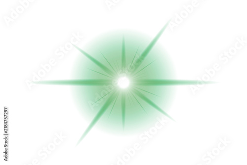 Vibrant Neon Green Light Pulse with Bright Optical Flare Effect for Futuristic Technology Interface and Motion Design
