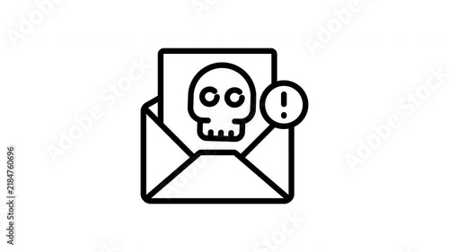 Spam Email Animated Icon Loop with Alpha Channel for Internet Security Concept
