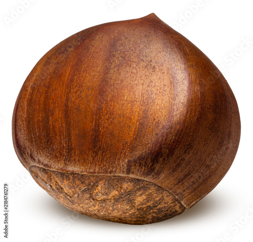 Fotografie Freshly roasted chestnuts with cracked shells, isolated on a white background, with clipping path, Perfect visual for healthy snack marketing, gourmet food recipes