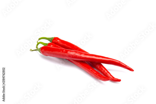 Принти на полотні Fresh Red Chilli Peppers Isolated on White Background