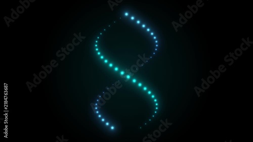 3D Glowing Neon Cyan DNA Strand, Rotating Motion Graphics Loop Background, for Genetics and Biotech Science Research Project
