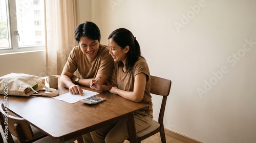 Young Couple Planning Their Household Shopping Budget
