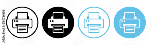 Printer document icons in circle style for office workflow with printer icon print document printing service
