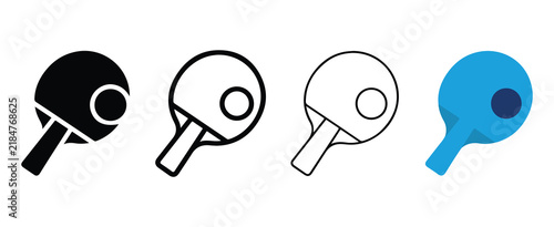table tennis paddles with different color variations and designs isolated on transparent background