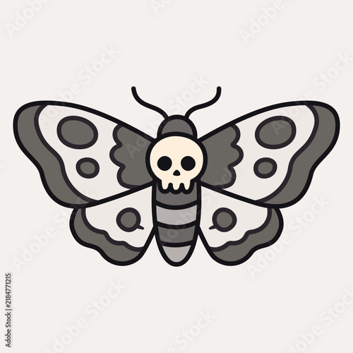 Death Head Moth with Skull Pattern Vector Isolated Illustration