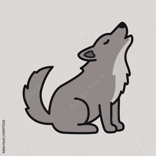 Cute Wolf Howling Vector Isolated Illustration Object