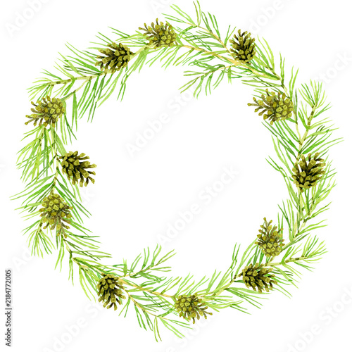 Traditional Christmas Wreath with Pine  Leaves