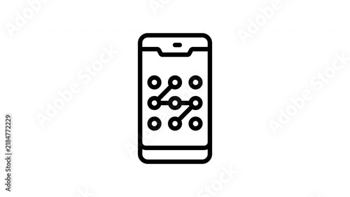 Pattern Lock Animated Icon Loop with Alpha Channel for Internet Security Concept