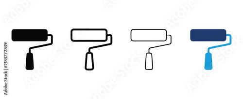 paint roller icons with varying fill levels isolated on transparent background