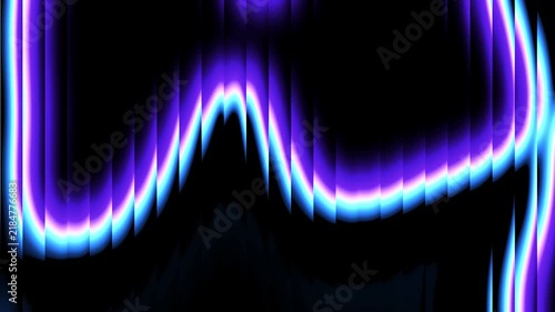 Vibrant neon blue and purple glowing abstract waves with segmented futuristic digital light