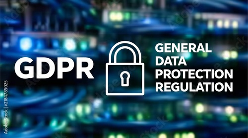 GDPR ,General Data Protection Regulation Compliance Concept with a Server Room Background  