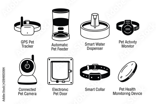 Illustration of smart pet gadgets and devices