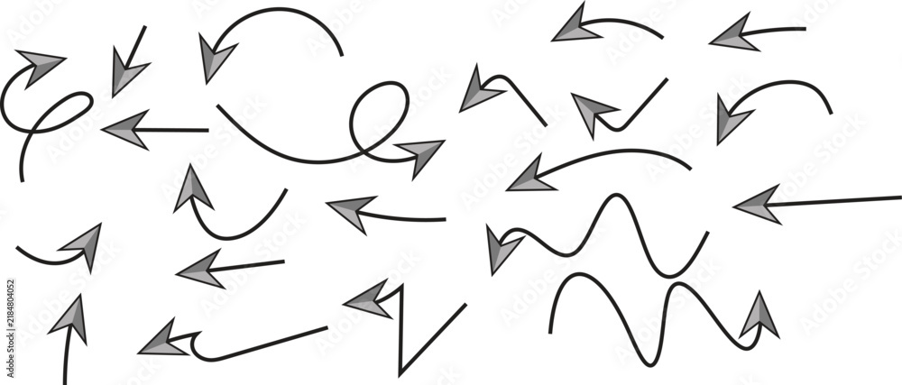 Fototapeta premium Gray Headed Arrows Vector Illustration Collection For Flow And Diagram Design