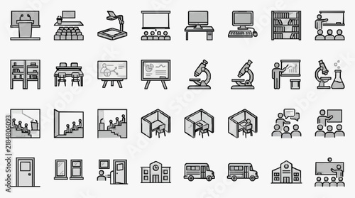 Educational and Academic Icons Set for Presentations Schools and Research