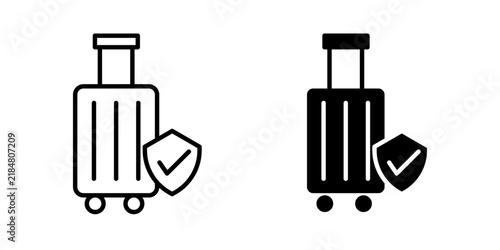 Obraz na plátně Travel Insurance icon shows protection and coverage for unexpected events, expenses, or emergencies during a journey
