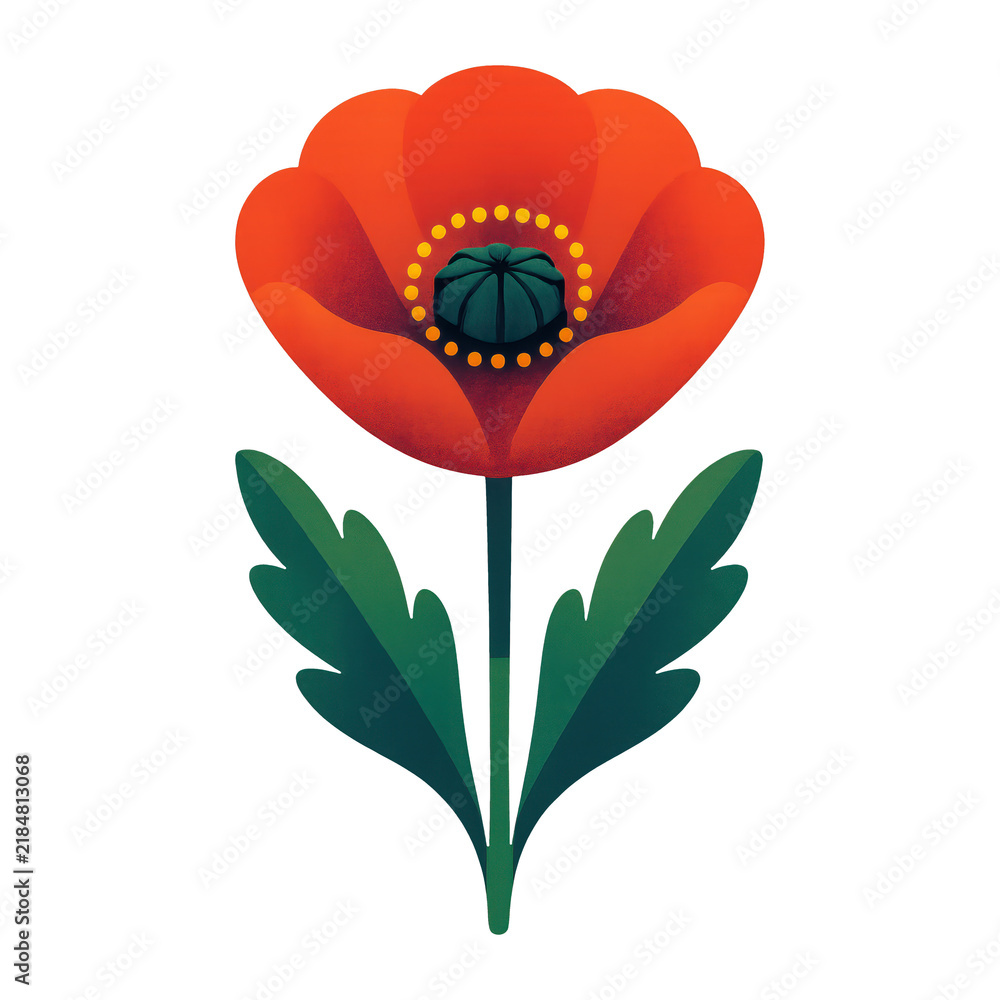 Obraz premium PNG Vibrant poppy flower illustration.