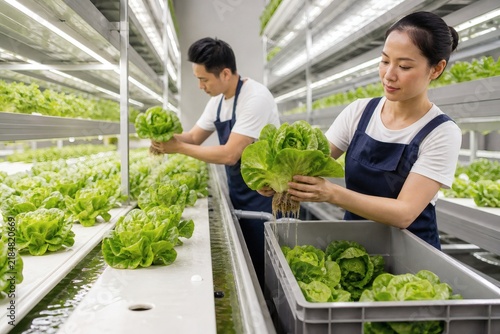 Hydroponic lettuce harvest