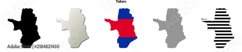 Foto Takev blank outline map set