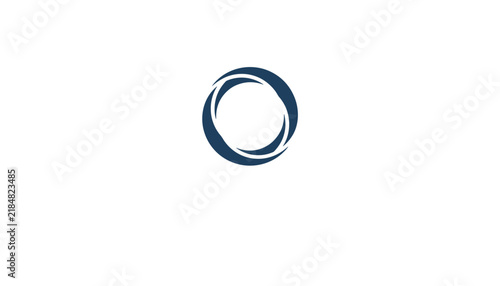 Abstract dark blue circular logo design composed of intersecting curved lines creates a sense of movement, unity, and modern connectivity.