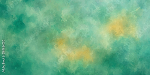 Abstract Artistic Green and Yellow Watercolor Texture Background
