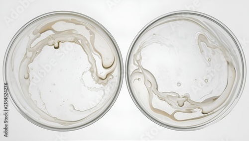 Creamy Liquid Swirl in Two Clear Glass Bowls