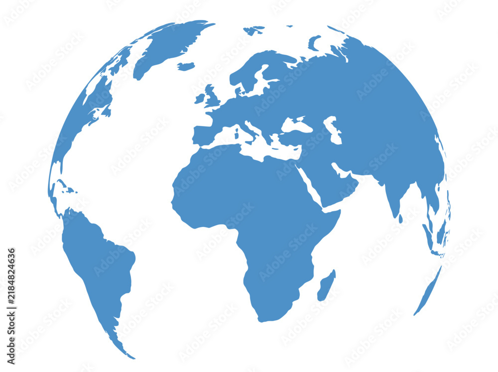 Obraz premium Simple blue globe icon representing earth and world geography