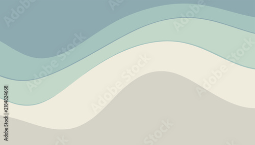 Abstract background design featuring smooth wavy lines in muted pastel colors of green beige and grey for a calming modern aesthetic.
