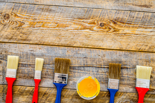 Принти на полотні house renovation with implements set for building, painting and repair wooden ta