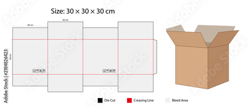 Cardboard Box Dieline Template for Shipping and Retail Packaging