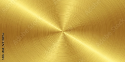 Bild auf Leinwand Gold Metal Texture Background with Brushed Metallic Surface, Shiny Circular Refl