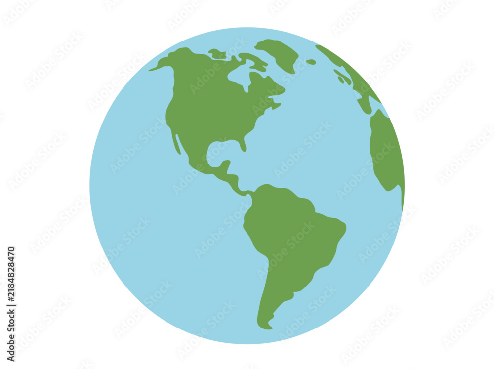 Fototapeta premium Simple flat icon illustration of planet Earth showing North and South America continents