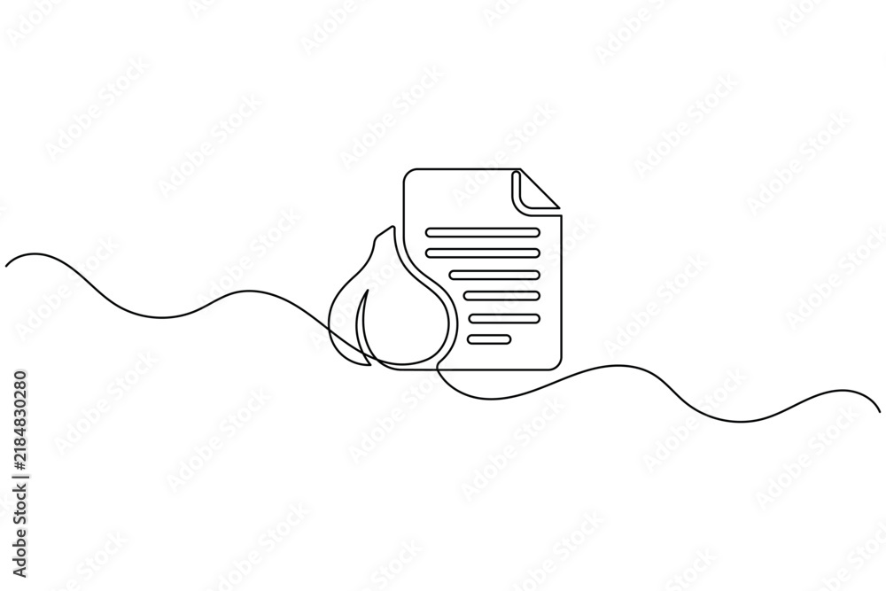 Obraz premium Garlic bulb recipe document single line art culinary menu outline vector illustration
