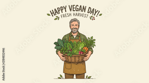 Happy Vegan Day Fresh Harvest Poster Design