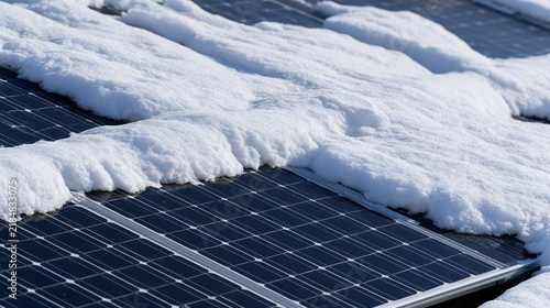 Tapety artystyczne Solar panels partly covered by fresh snow
