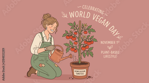 Celebrating World Vegan Day Vector Illustration