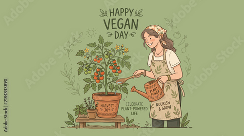 Happy Vegan Day Gardening Poster Design