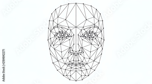 Obraz w ramie Human face wireframe line art