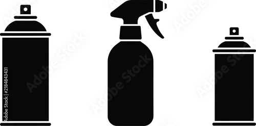 Spray can icon in silhouette vector illustration for aerosol packaging, household products, cosmetics, painting, and industrial design.