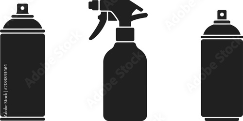 Spray can icon in silhouette vector illustration for aerosol packaging, household products, cosmetics, painting, and industrial design.