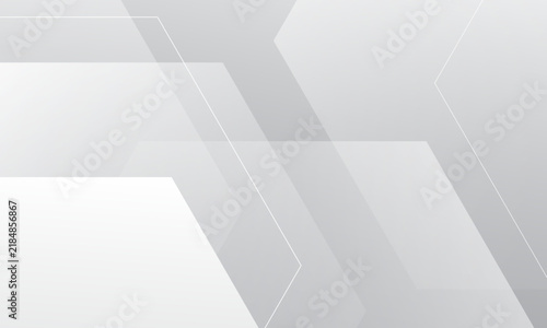 Abstract white geometric background with overlapping hexagon. Vector illustration