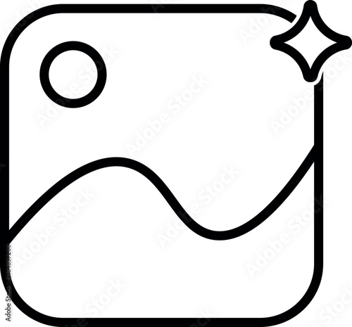 AI picture image gallery frame with sparkle icon vector illustration
